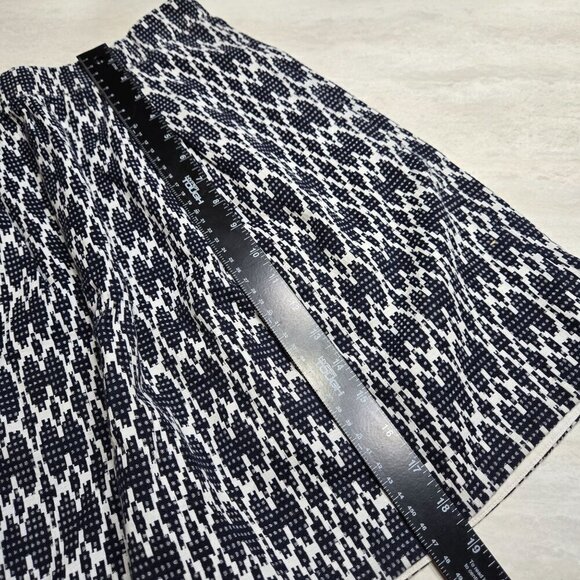 J.Crew‎ Skirt Womens 8 Blue White Geometric Textured Lined Zip Pockets Pleated - Picture 8 of 11